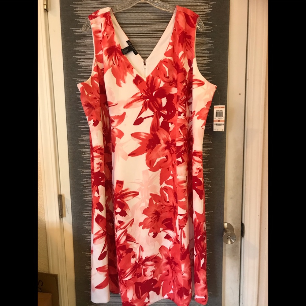 NWT INC Scuba Style Vibrant Floral Dress 2X